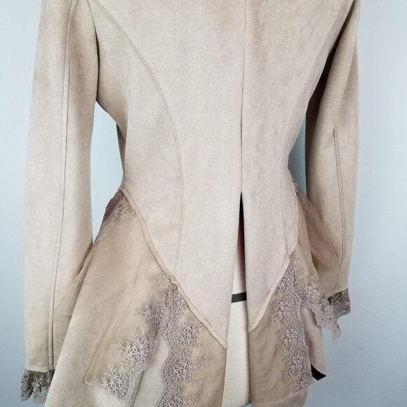 Venus Coco Faux Suede & Lace Asymmetrical Hem Shirt / Jacket Size Small - Picture 7 of 12